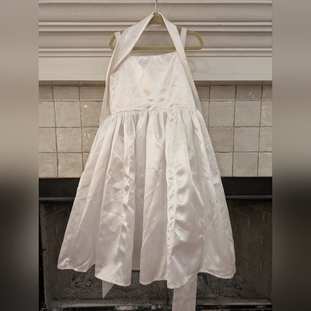 Elegant White Satin Dress